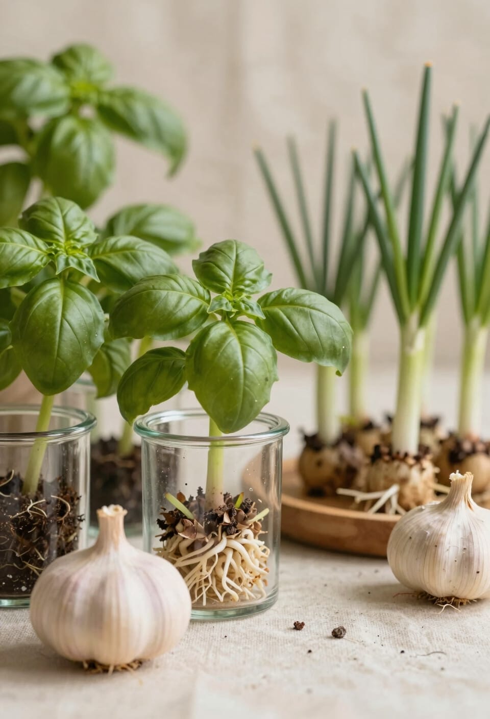 regrowing kitchen herb scraps